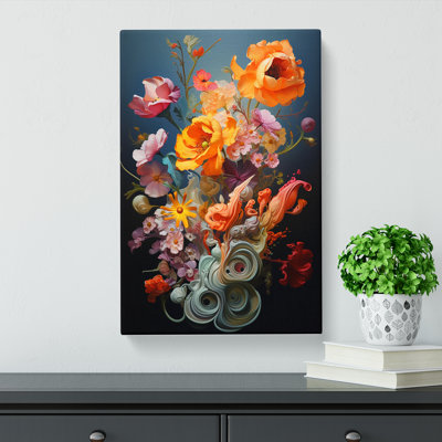 Floral Art Orphism Art - Wrapped Canvas