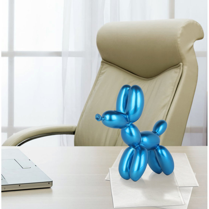 Dog Balloon Large Resin Statue, Blue, 27cm H x 26cm W x 9.5cm D