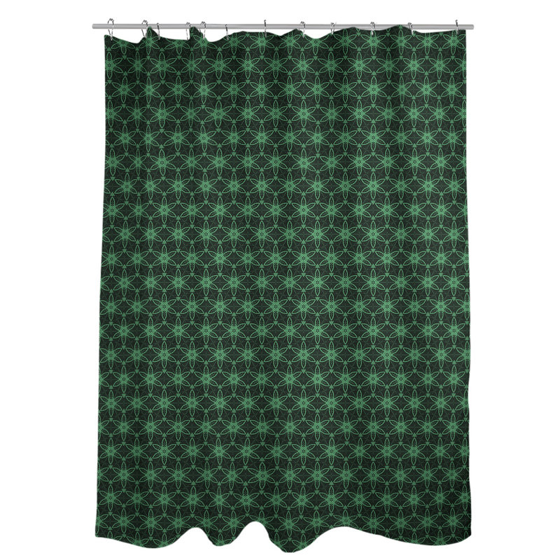 Rideau de douche simple à cercles ornés classiques, Vert