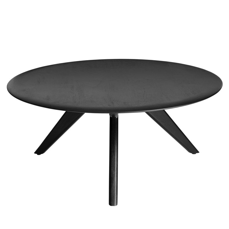 Nicosia Solid Wood Three Leg Coffee Table, Black