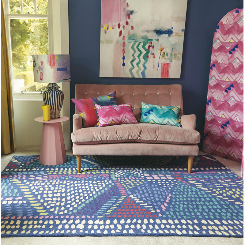 Geometric Wool Hand Woven Area Rug, Rectangle 140 x 200cm