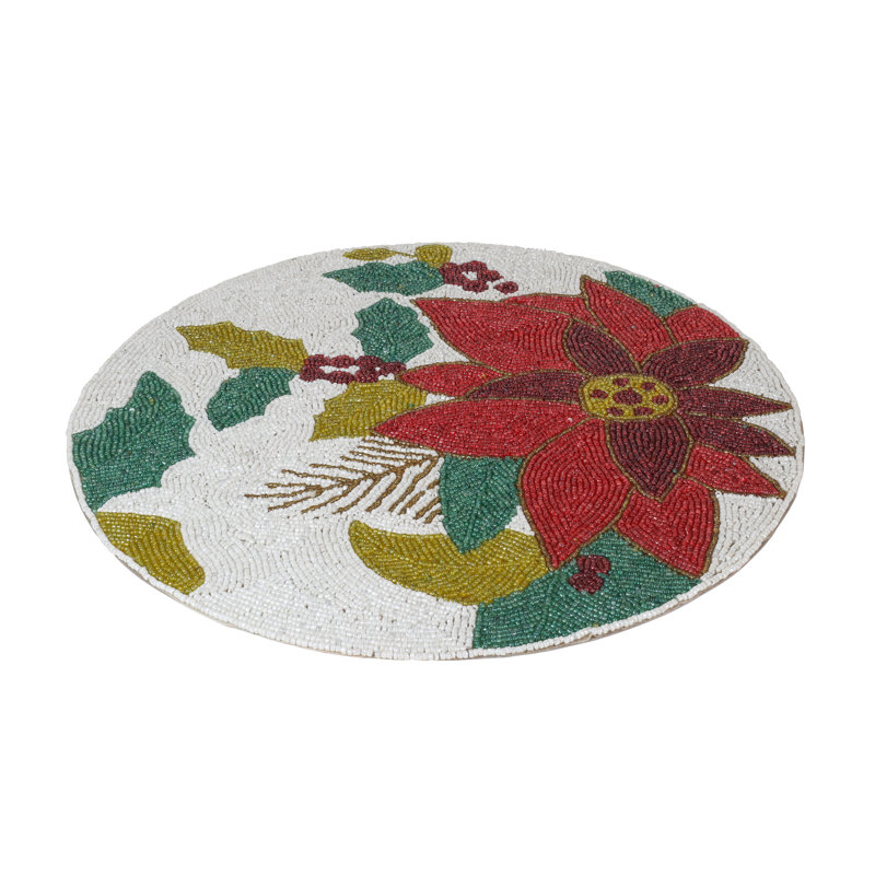 Floral Beaded Round Placemat