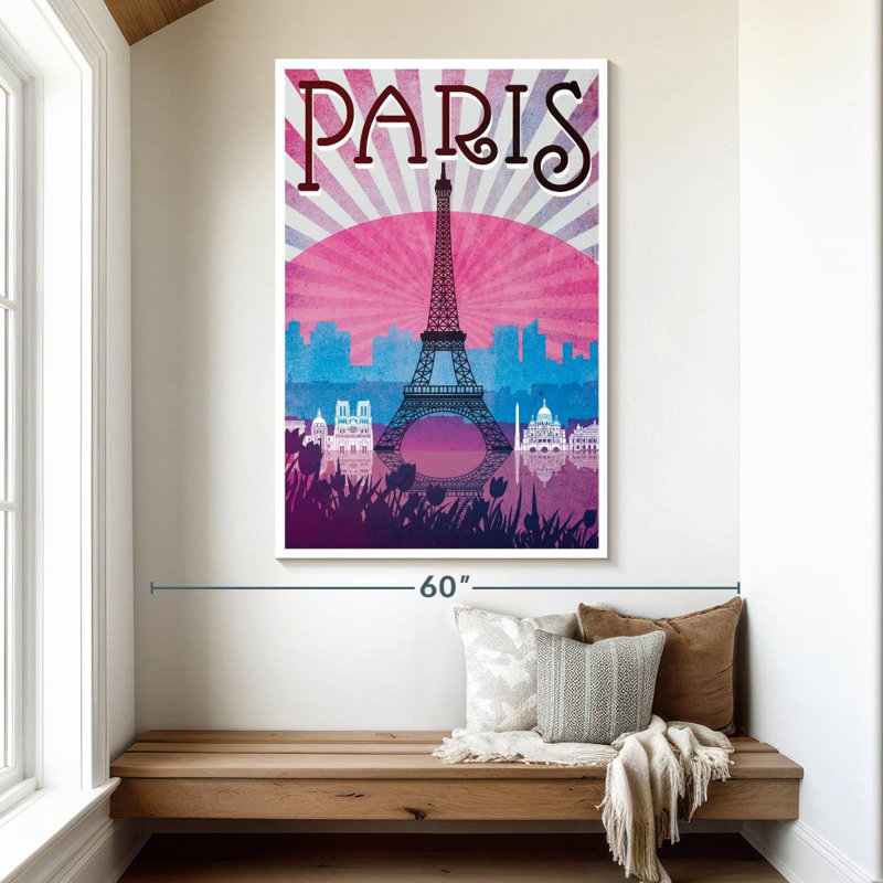 Affiche rétro Paris Paris Eiffel, H 51 po x l 34 po