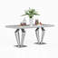 Ensemble de table de salle à manger 7 pièces, panneau de fibres à densité moyenne avec placage de marbre et 6 chaises en similicuir - Ensemble de salle à manger moderne pour 6-562186258-562186257-562186261