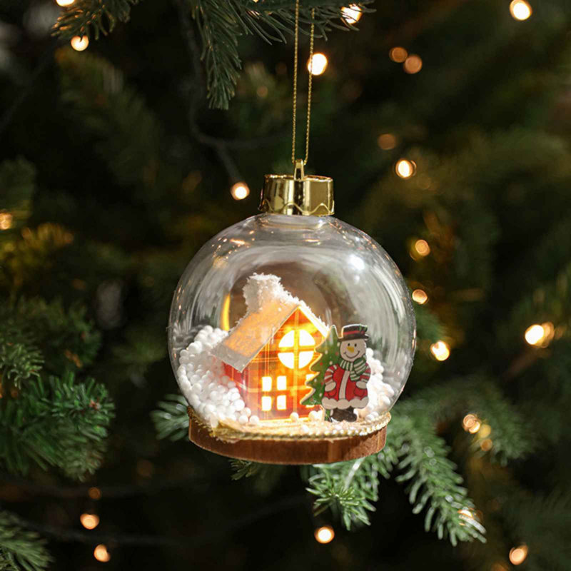 Décorations de Noël Décorations de lumières DEL de Noël Boules d'arbre de Noël Boules transparentes avec éclairage intérieur Guirlandes rondes