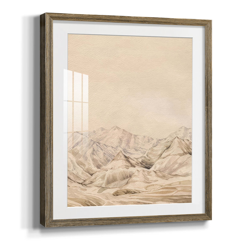 Twilight Peaks II, Papier avec cadre noyer, Blanc