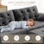 Modern Oversized 275cm 3-Sets Boneless Chenille Sofa With Ottoman And High-resilience Foam-3980747