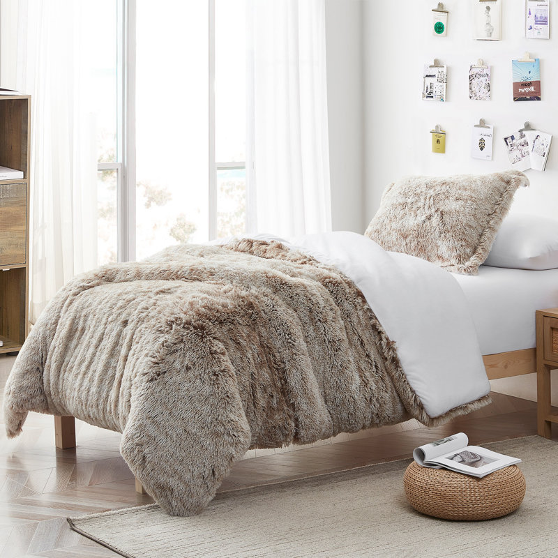 Twin Frosted Clay Taupe Plush Microfiber Comforter Set