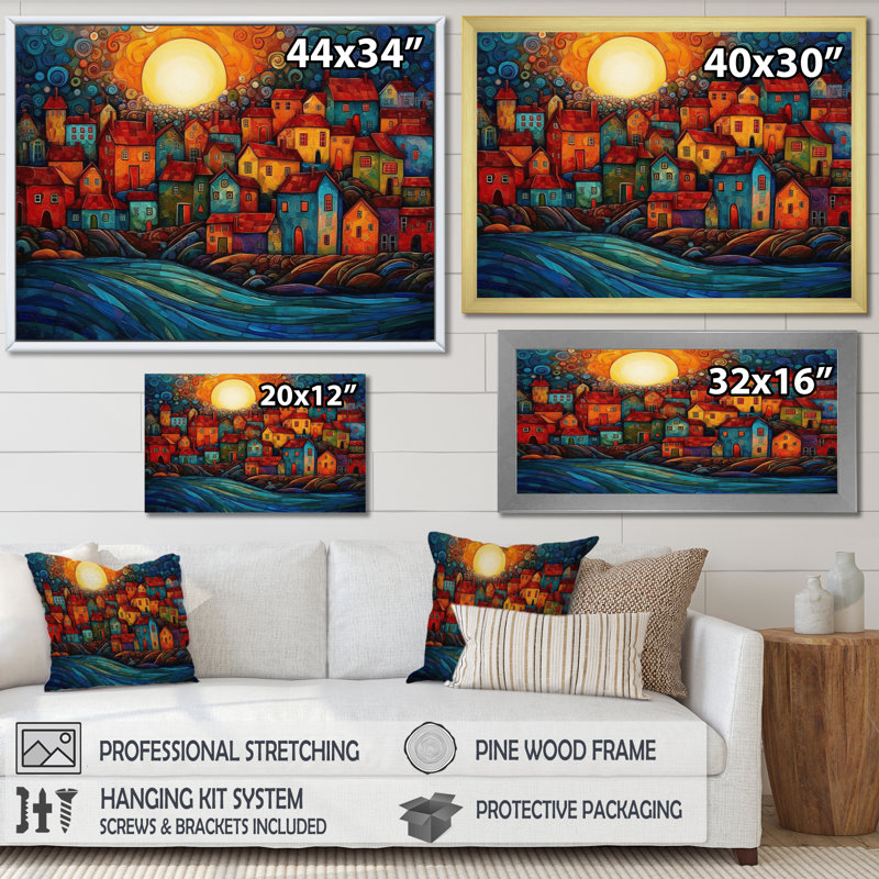 Evening's Embrace By The Coast I, Cadre photo blanc, H 16 po x l 32 po x P 1 po