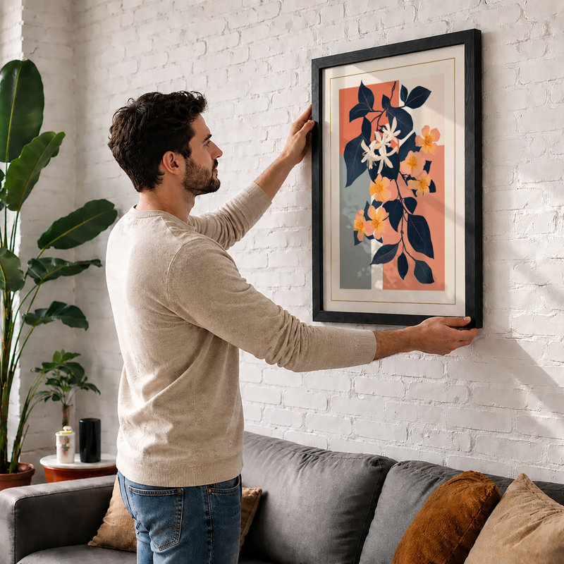Geometric Bloom Botanical - Framed Print, Unframed, A2 - 59.4 x 42.0 cm