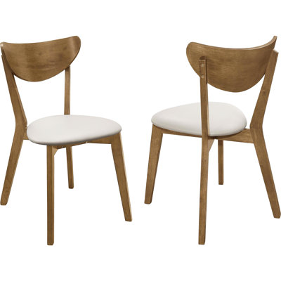 Mid-Century Modern Tan & Chestnut Dining Chairs   Of 2  - Customer Satisfaction 2Pcs In And