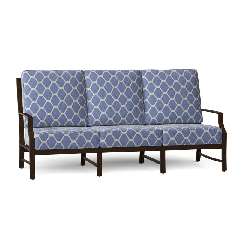 Seal Cove Outdoor 3 - Seat Patio Sofa, Chestnut Brown, Canvas Navy Sunbrella® Canvas