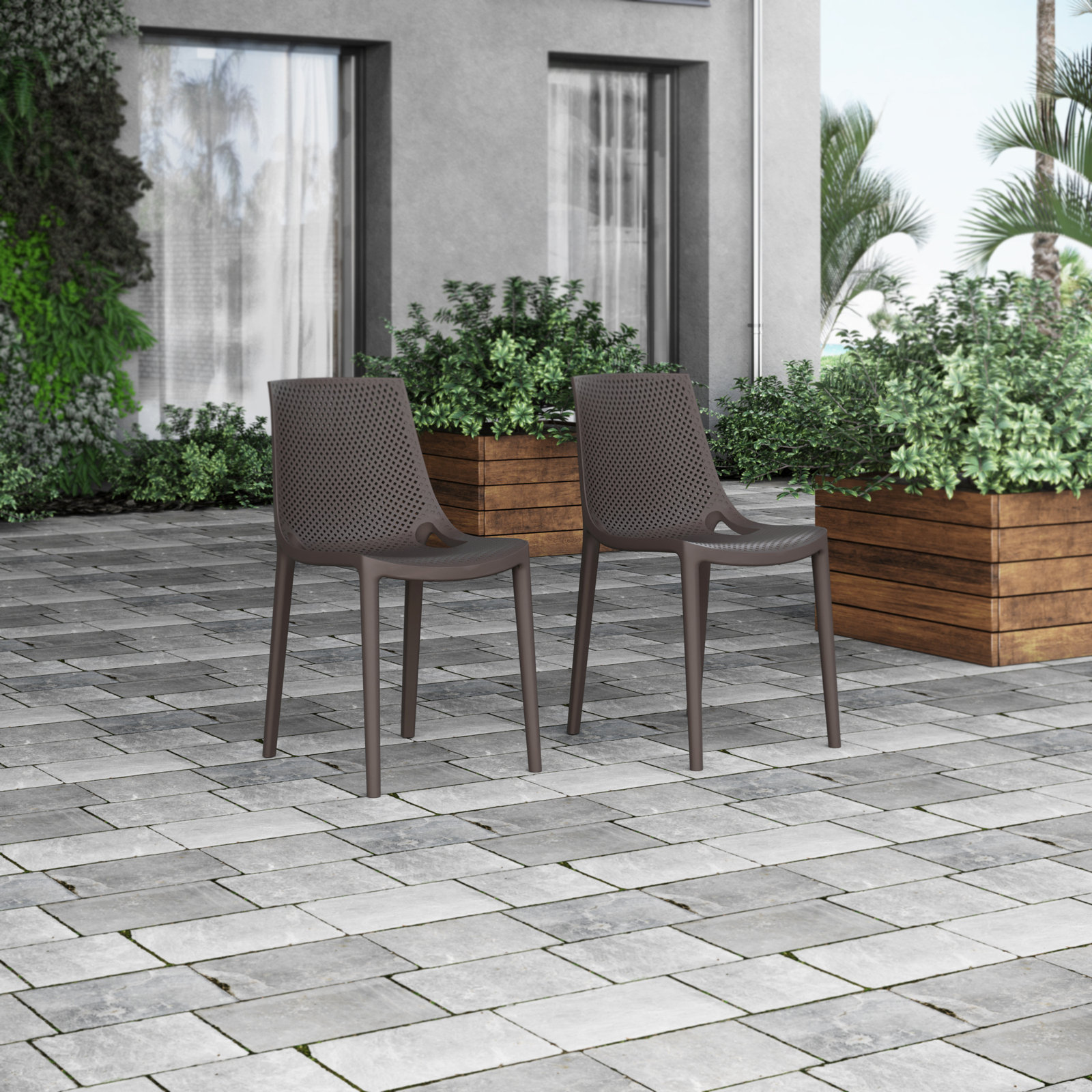 Anautica 119" Eucalyptus Patio Dining Set, Brown