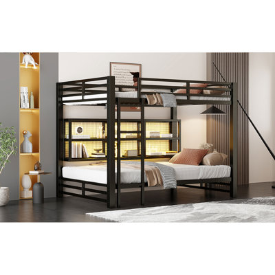Spacious Queen Bunk Bed Metal Modern Family Space-saving