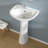 TOBILI 27“ Tall Glossy Porcelain Pedestal Bathroom Sink with Overflow