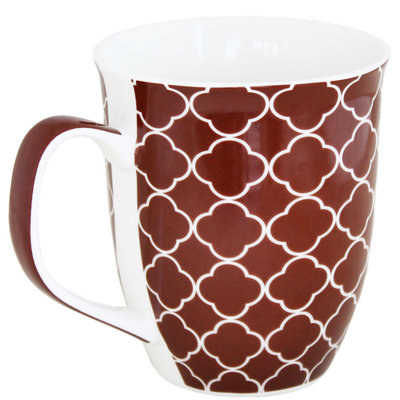 Tasse brune avec motif de tuiles - 17 oz