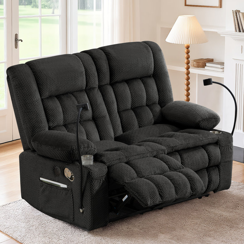2-seater Manual Reclining Loveseat Sofa With Dual Recliners, Cup Holders, Usb Charging Ports & Side Storage Pocket – Compact Recliner Couch For Living Room, Apartment, Or Rv