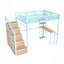 Lit mezzanine avec bureau et rangement - structure en métal lourd, 4 armoires, escalier et support d'économie d'espace / bureau pour adolescents avec prise USB et prise de courant