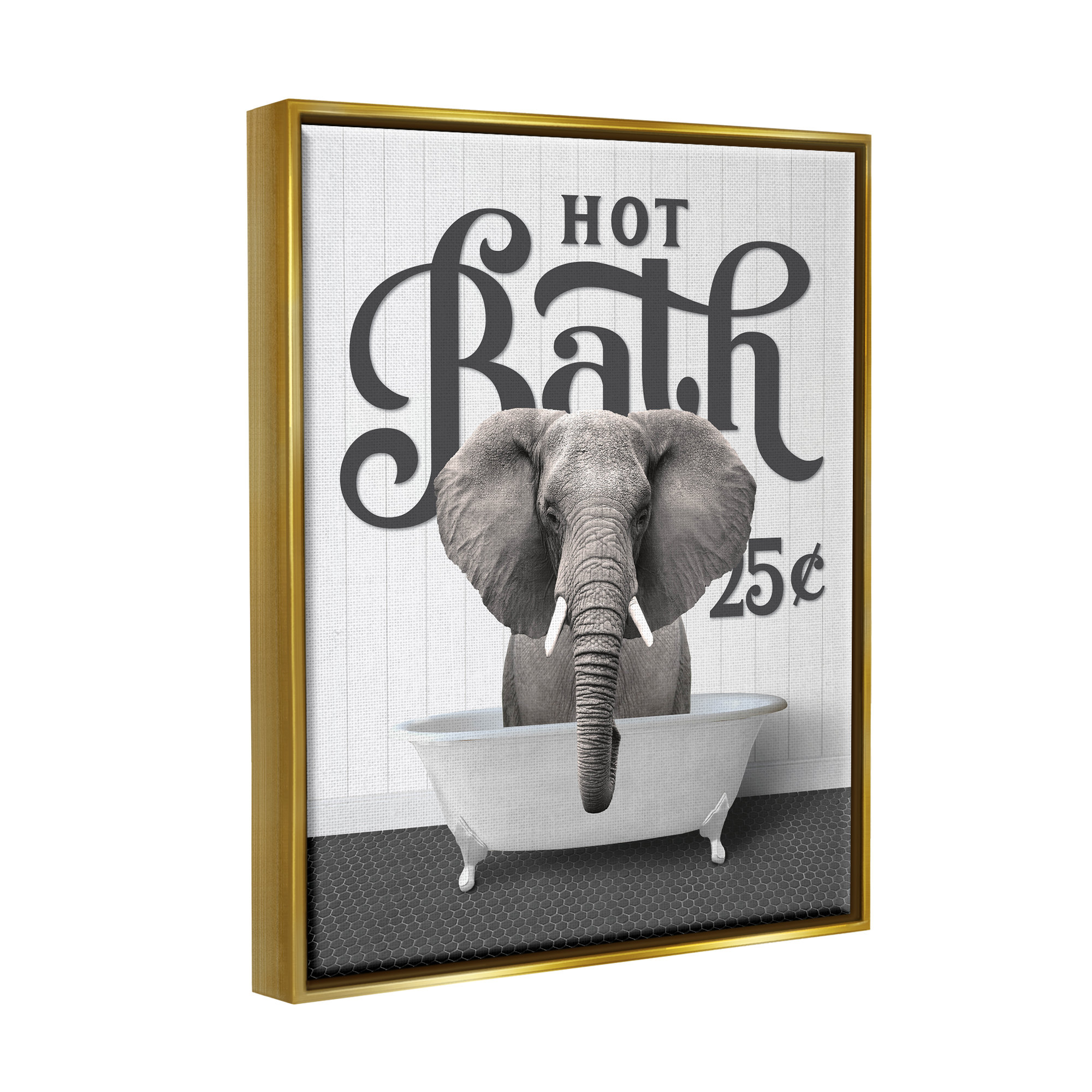 Trinx Vintage Hot Bath Elephant Framed Floater Canvas Wall Art Design ...