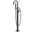 Robinet de baignoire romaine à fixation sur le plancher à poignée simple avec douche à main Euro Collection - Noir mat-36865954