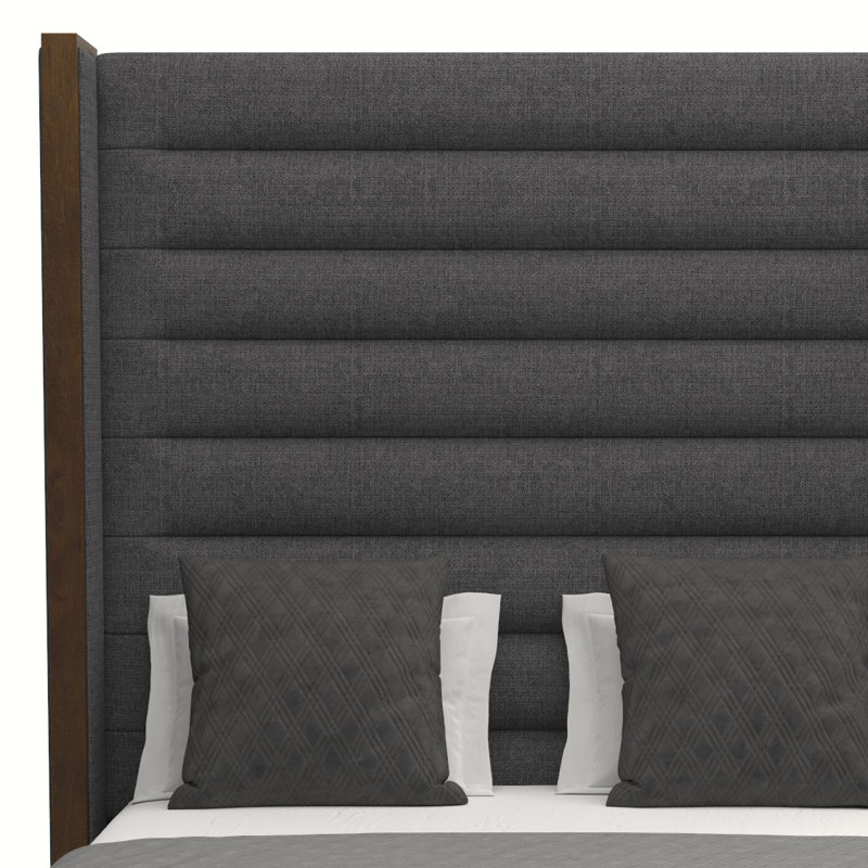 Lit standard rembourré en bois massif Dipson, Revolution® gris anthracite, Grand (haut)