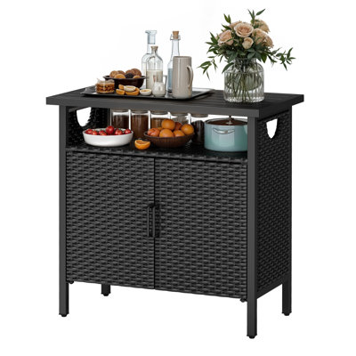 Rectangular Outdoor PE Rattan Storage Cabinet – Buffet & Console Table