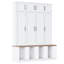 Arbre d'entrée de ferme avec 4 crochets cachés, banc polyvalent en noyer avec 8 portes, armoire à chaussures avec compartiment ouvert pour le salon-1970715948