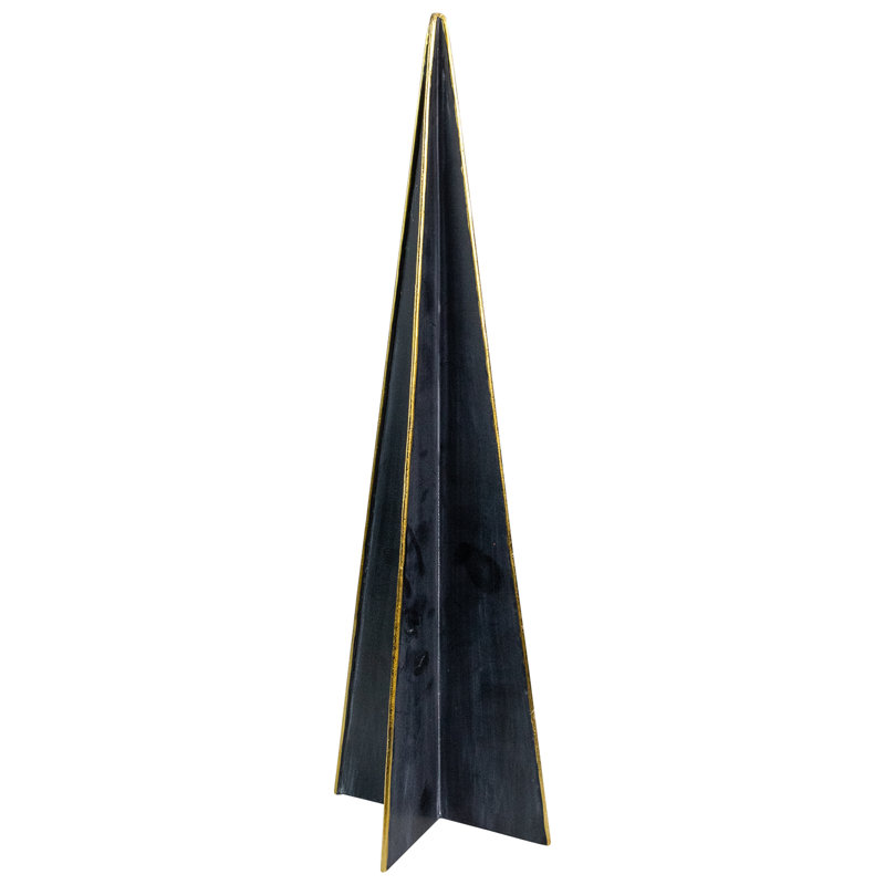 Décoration de table arbre de Noël triangulaire bleu et or, H 15 po x l 4,75 po x P 4,75 po