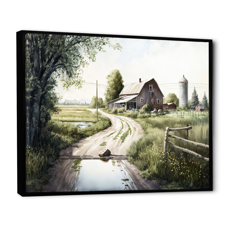 «Welcome To The Farm I», art mural sur toile, H 12 po x l 20 po x P 1 po, Cadre flottant noir