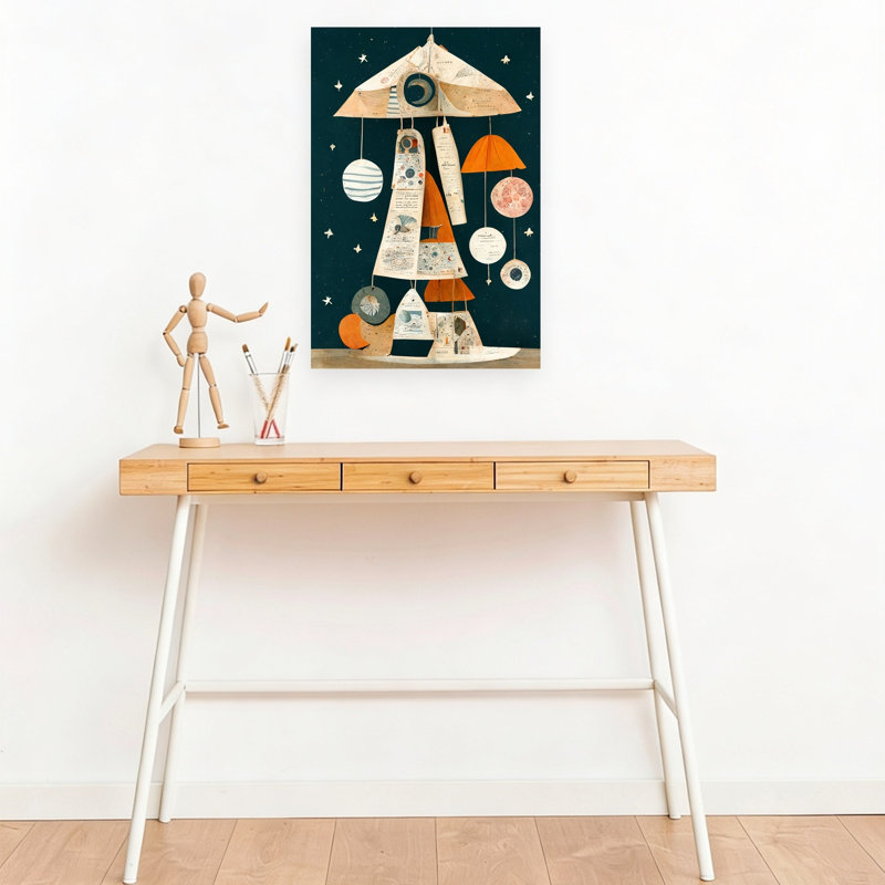 Cosmic Jamboree Abstract Retro Surreal Landscape Nature Wall Art Print by Treechild - Wrapped Canvas Print