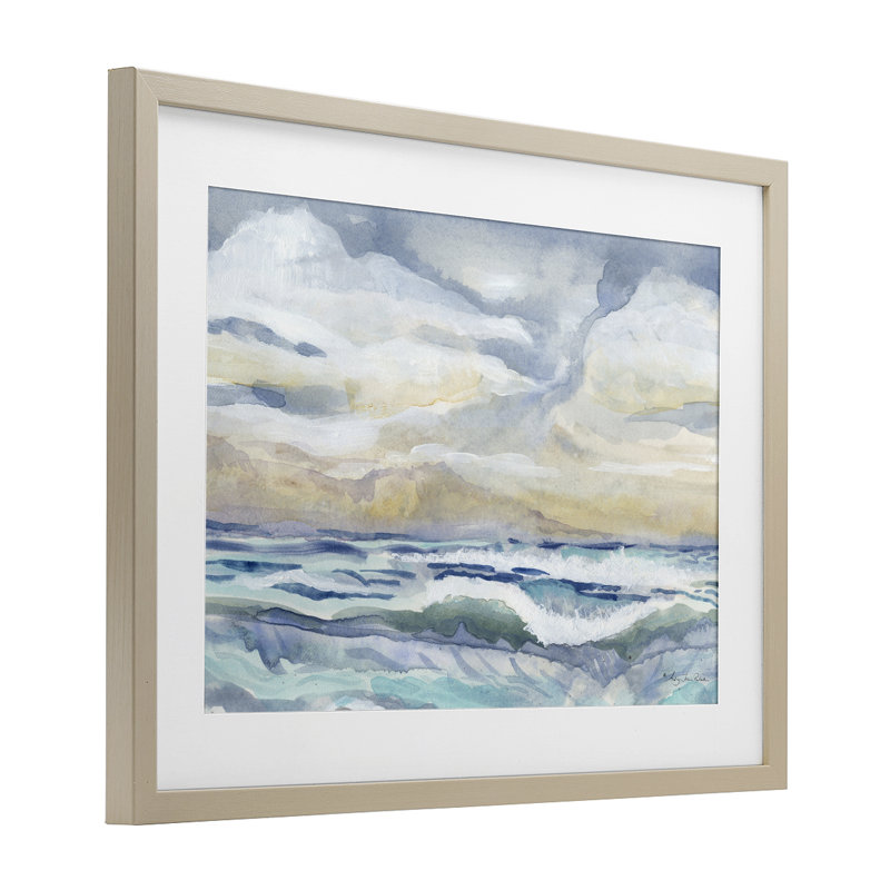 «Subtle and Serene Cloudy Sea», reproduction sous verre encadrée, design par Audrey Jeanne Roberts, H 14 po x l 20 po