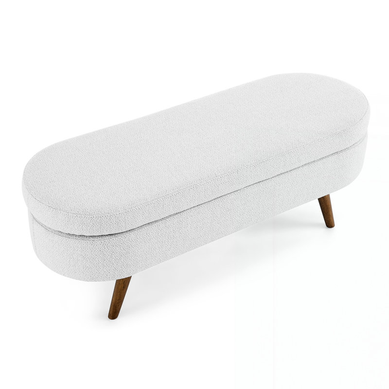 Banc de rangement repose-pieds ovale, Blanc