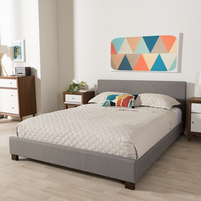 Caylinn Upholstered Platform Bed, Queen, Gray/Dark Brown
