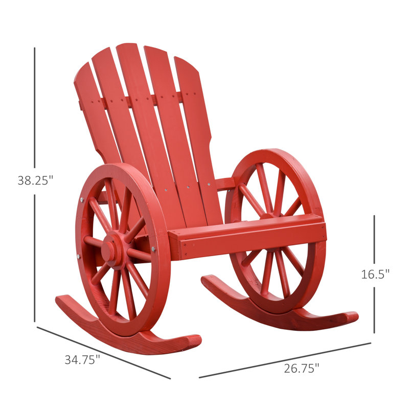 Chaise berçante d'extérieur en bois massif, Rouge