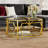 Round Coffee Table With Tempered Glass Tabletop, Geometric Metal Frame And Lower Shelf-1153275627