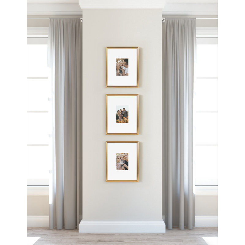 Wickson 3 Piece Beveled Plastic Galley Wall Set, 11" W x 14" H, Gold