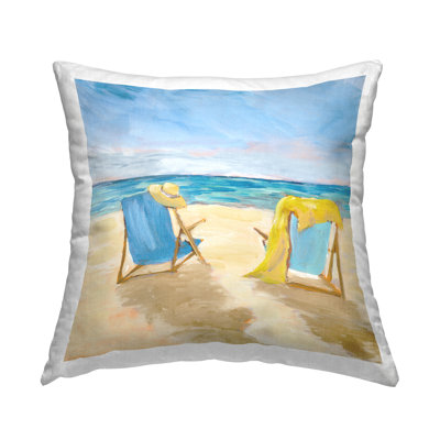 Conception de coussin imprimé Chairs On Beach Shoreline par Julie Derice
