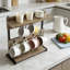Porte-arbre rustique industriel avec base de rangement, support à tasses à 2 niveaux pour organiser 8 tasses à café, décor de cuisine de ferme