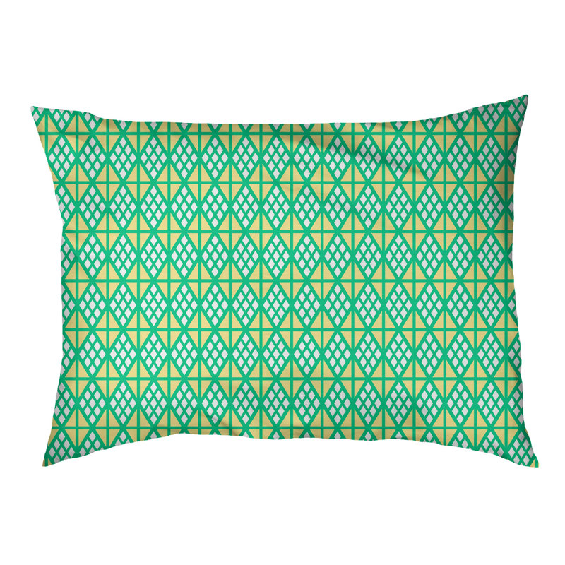 Coussin diamants Byrge, Moyen (L 29,5 po x P19,5 po x H 9,5 po), Vert / jaune clair