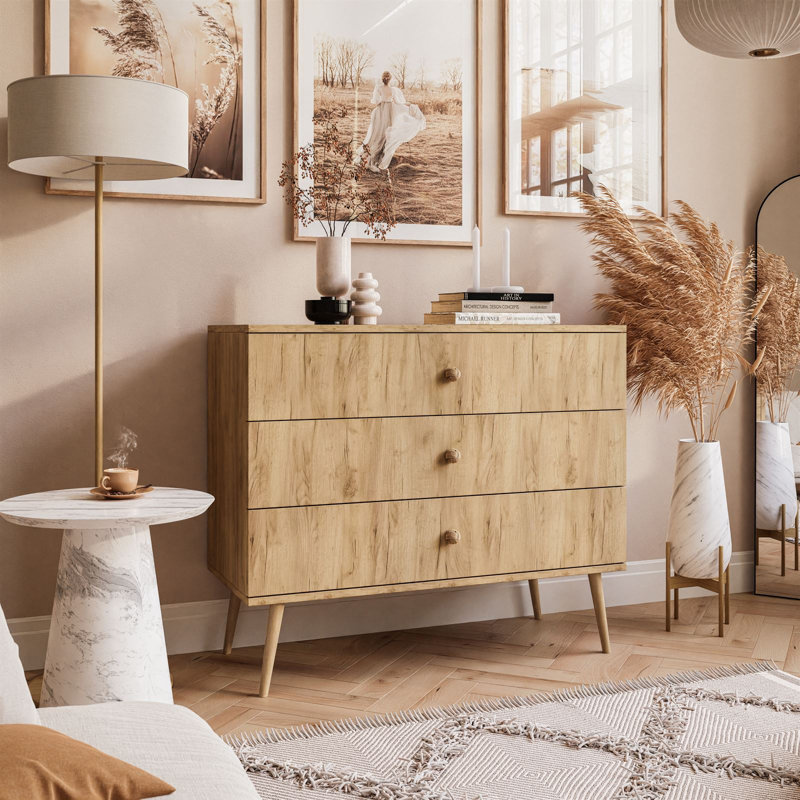 Bente 3 -Drawer Rectangle Accent Chest, Golden Craft Oak