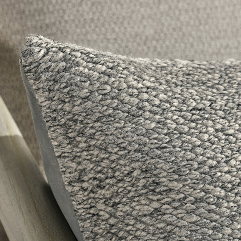 Stella 26" Recycled Fabric Fabric Throw Pillow, Ivory, Rectangular, 16" x 36", Gray