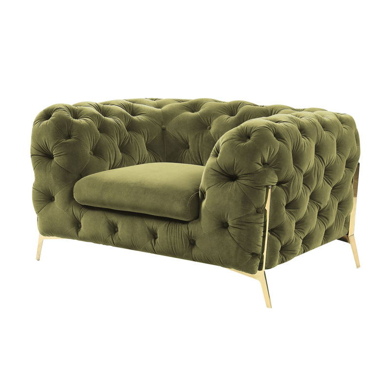 Anika Velvet Armchair, Green Velvet 