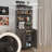 Farmhouse 67" Coffee Cabinet with Adjustable Shelves, Wine Glass Racks, and X-Brace Doors – For Living Room, Kitchen, or Dining Room