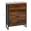 Armoire à chaussures étroite de style industriel avec 2 tiroirs rabattables et tablettes réglables pour un rangement et une présentation efficaces