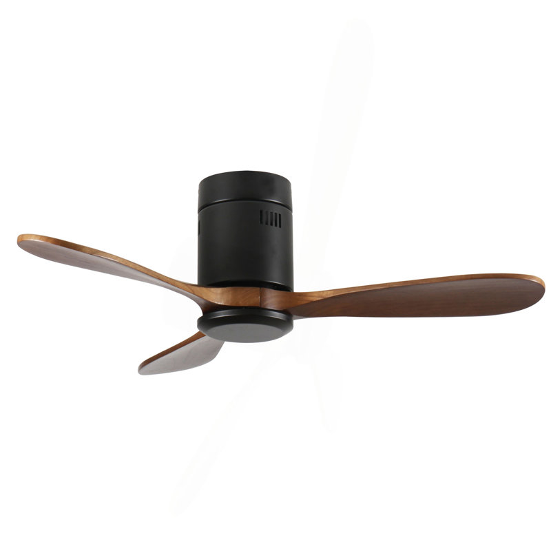 Ventilateur de plafond encastré de 42 pouces sans lumière, pales en bois massif, moteur CC réversible silencieux, télécommande avec 6 vitesses et minuterie, économie d'énergie pour la chambre à coucher, le salon, pas de plafond incliné