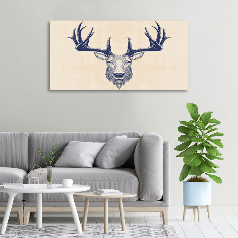 Deer head 1 Piece Wall Art on Canvas