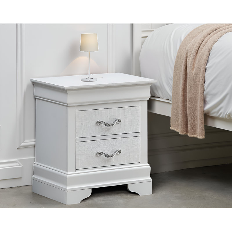 Eslov White Pearl Nightstand, White Pearl