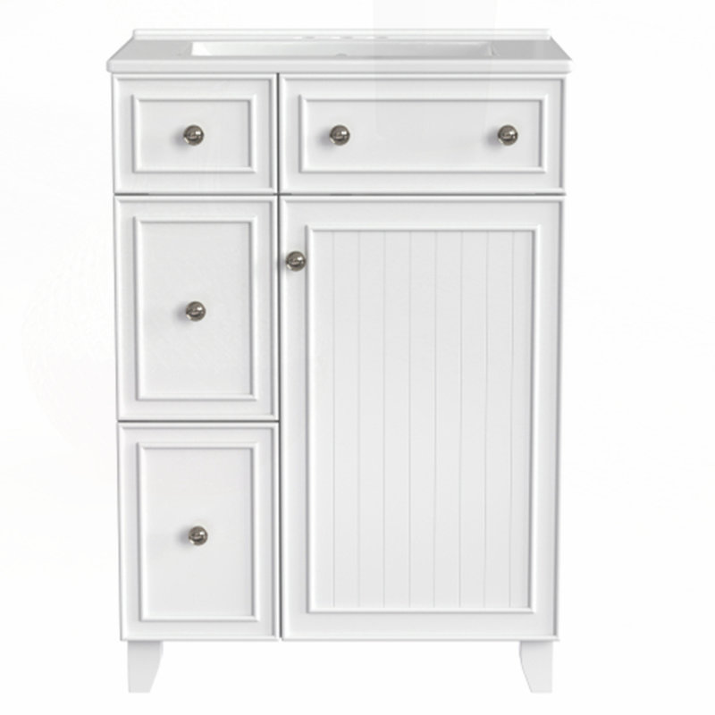 Meuble-lavabo 24 po avec lavabo en céramique, Blanc / argenté