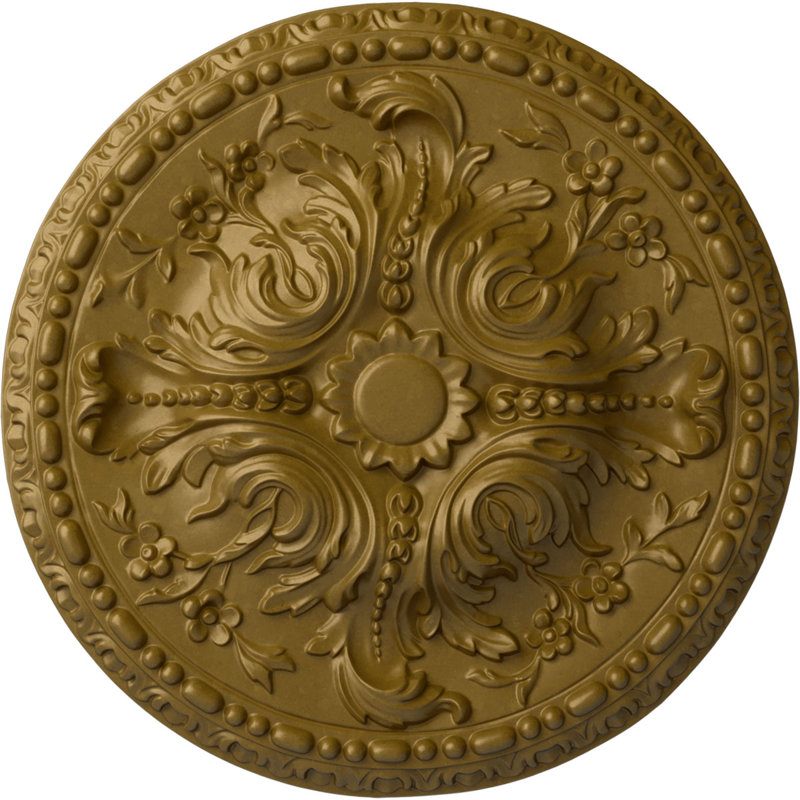Médaillon de plafond Endurathane Saverne, l 18 1/2 po x H 13 1/2 po x P 1 7/8 po, finition or riche peinte à la main, Or