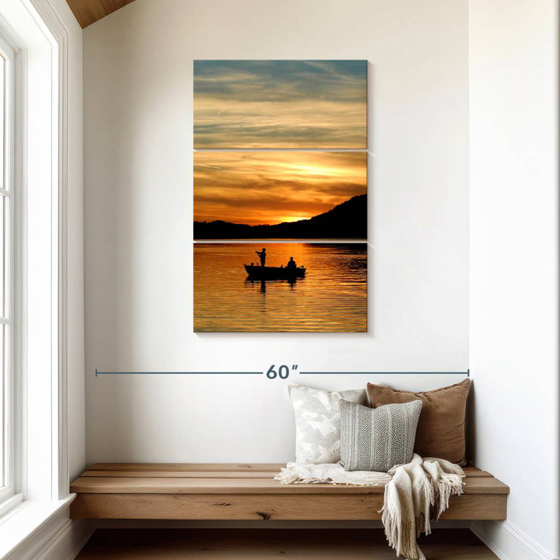 Senne Sunset Fishing Silhouette, 45" H x 28" W